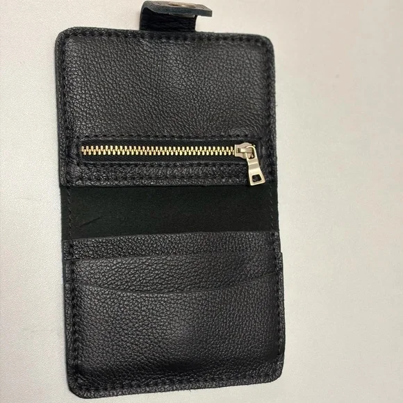 Portland Leather Black Pebbled Mini Bi-Fold Wallet - Picture 3 of 6